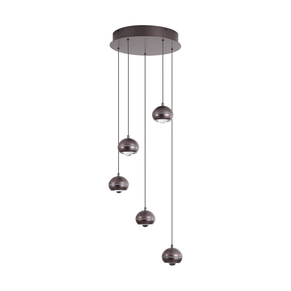 Design hanglamp Meteor 5-lichts zwart nikkel Searchlight 5,05342E+12