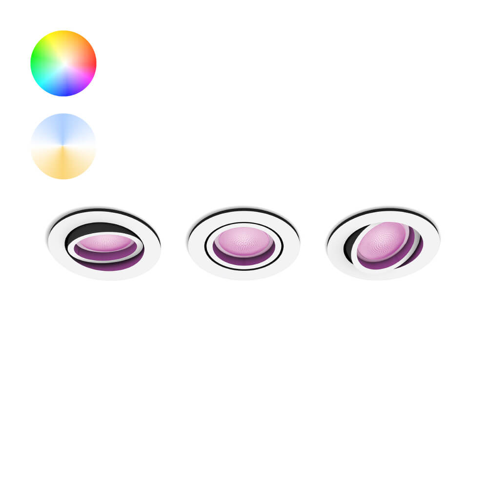Philips InbouwspotHue Centura - White and Color set van 3 wit - 929003809701