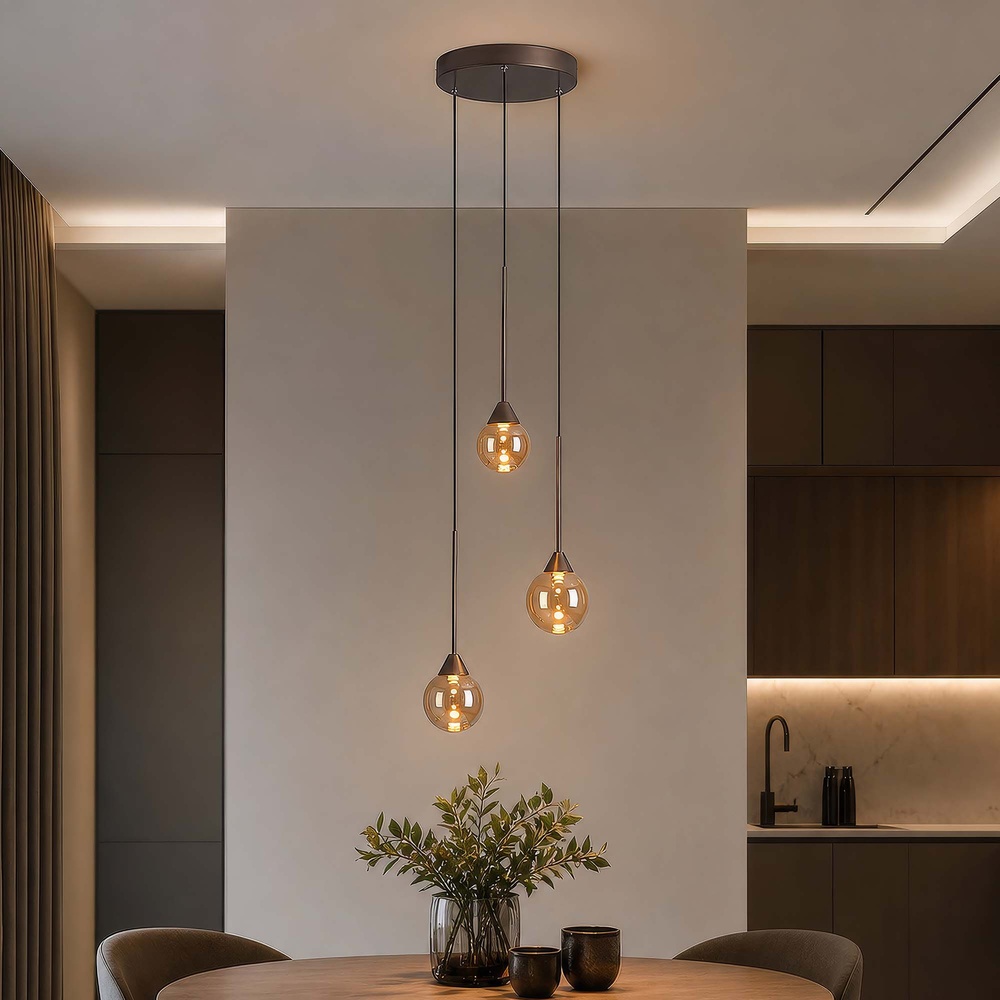 Design hanglamp Opux Lux 3-lichts brons Searchlight 5,05342E+12