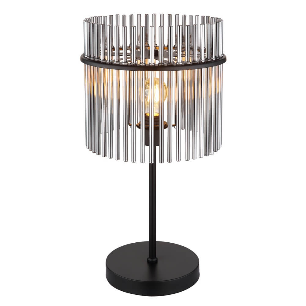 Globo Zwarte tafellamp Gorley met smoke glas Ø 30cm - 15698T1