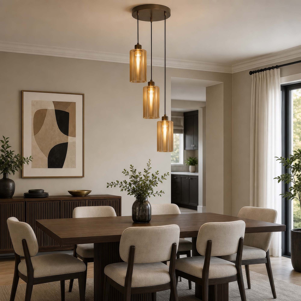 Design hanglamp Kent 3-lichts brons Searchlight 5,05342E+12