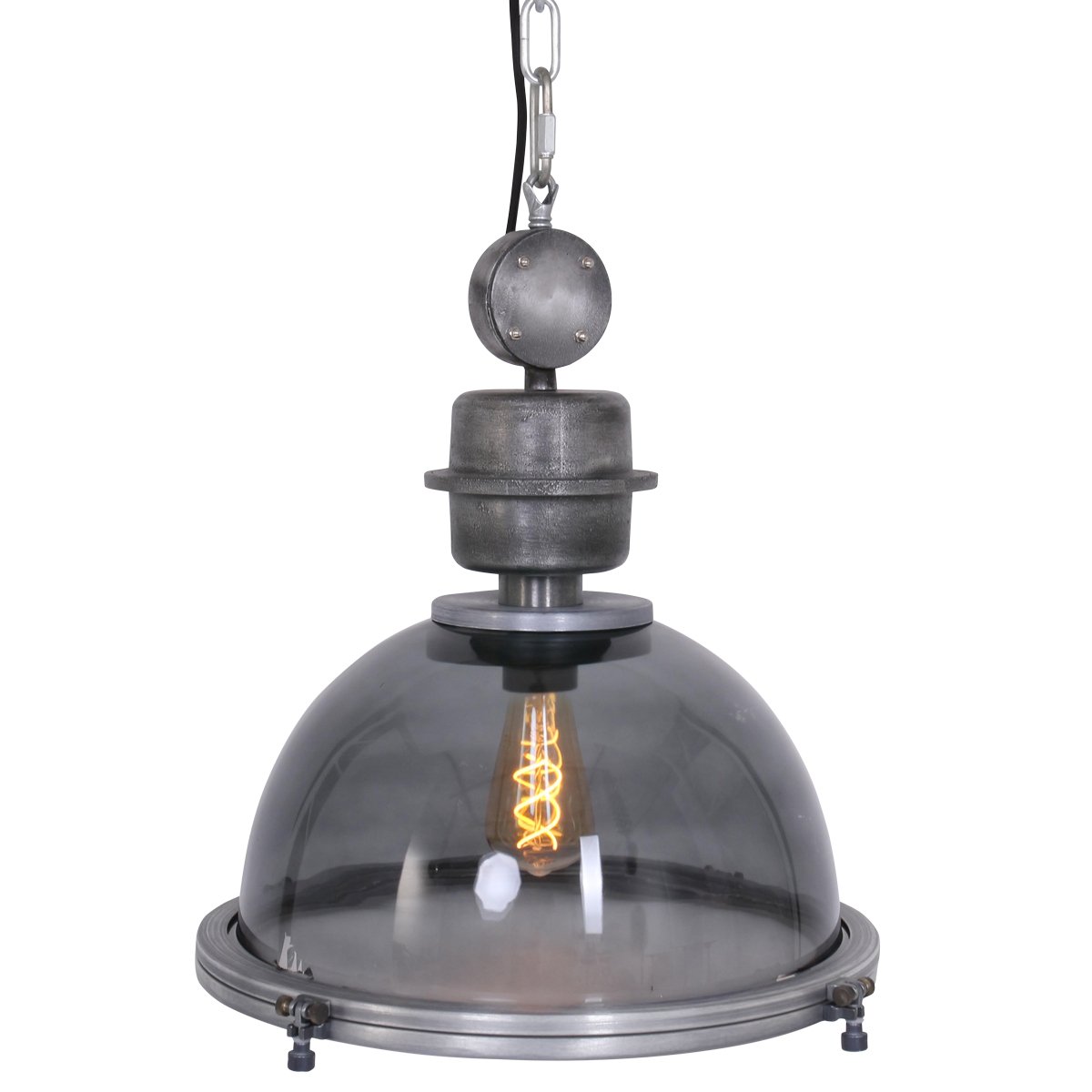 Steinhauer HanglampBikkel metaalgrijs met smoke glas - 1452GR
