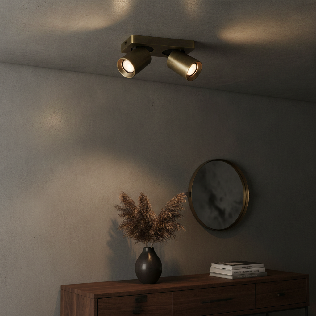 Artdelight Plafondlamp Megano 2-lichts antiek brons - PL MEGANO2 AB