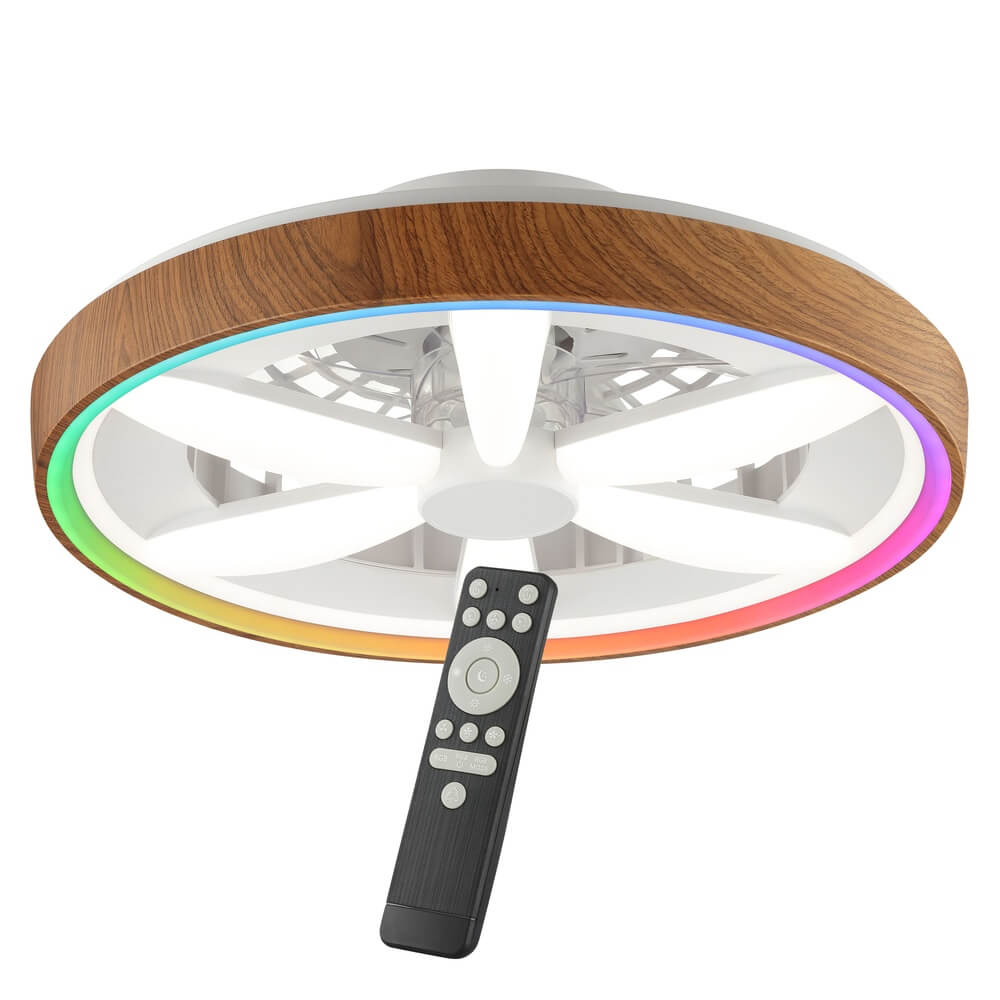 Brilliant Hout-look plafondventilatorGaiano met RGB lamp - G80935/76 afbeelding