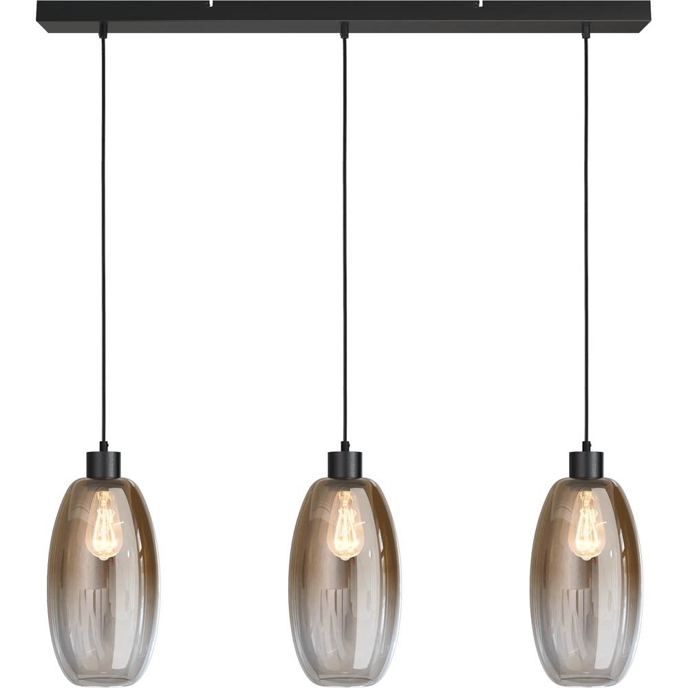 Masterlight Glazen hanglamp Olive 3x Ø 18,5cm - zwart - 2431-05-100-3-02-18