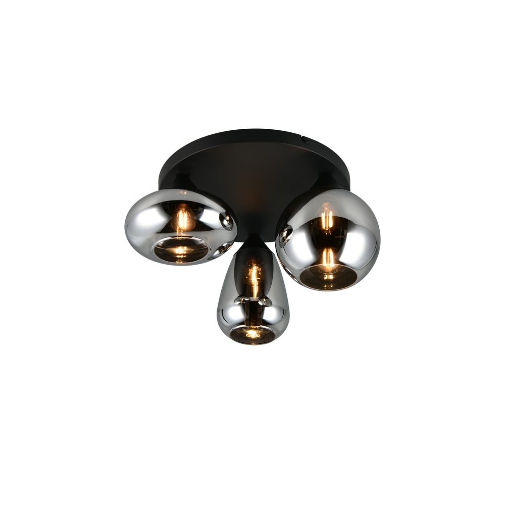 Trio 3-lichts plafondlampLumina zwart met smoke glas - 617030332