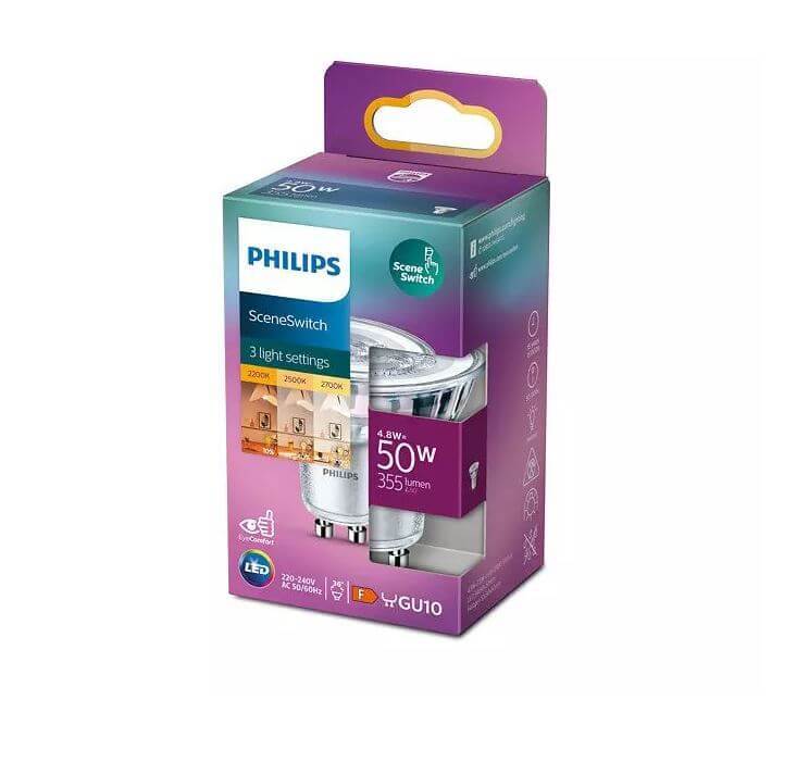 Philips 3 staps dimbare spotGU10 - 4,8W - 345 lumen - 929002981855
