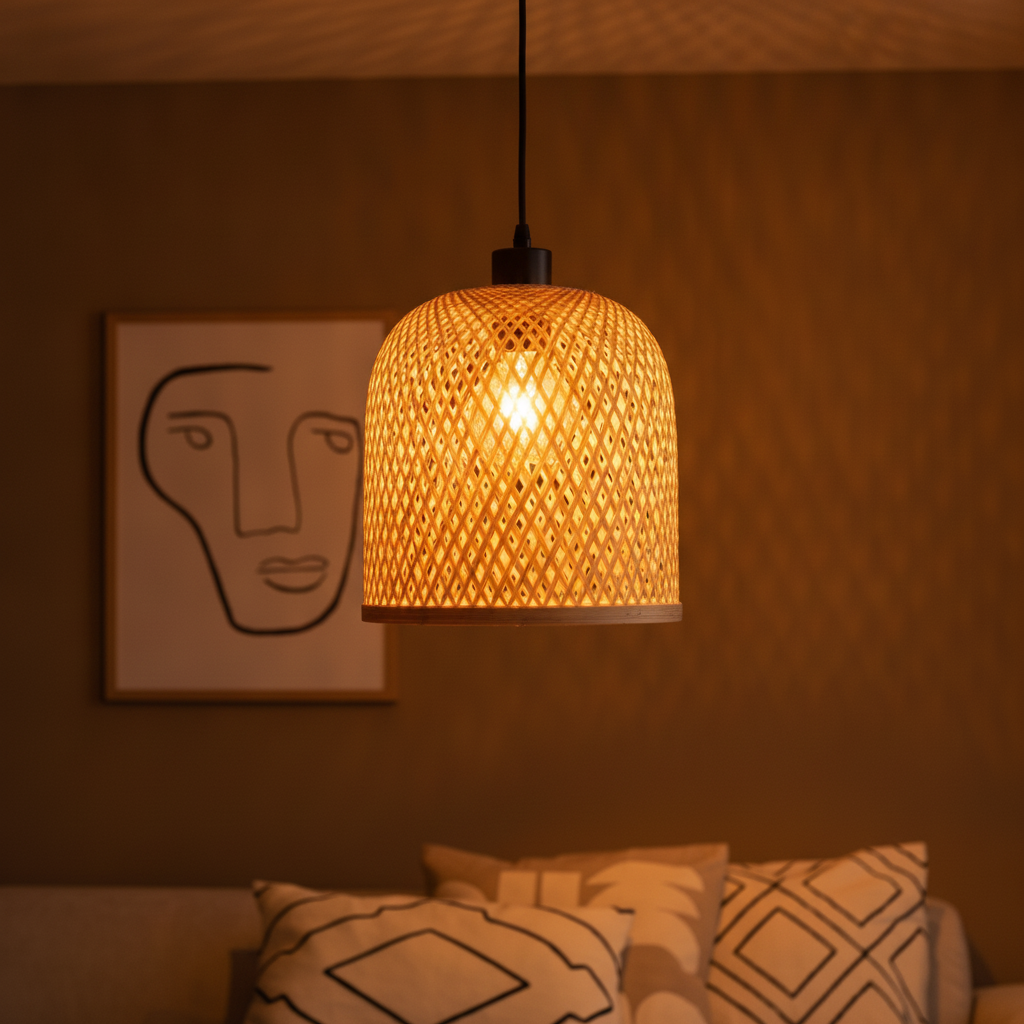 Lyora Hanglamp Intra zwart met bamboe kapje - 111017