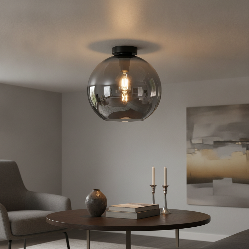 Ø 30cm plafondlamp Marino-30 met smoke glas