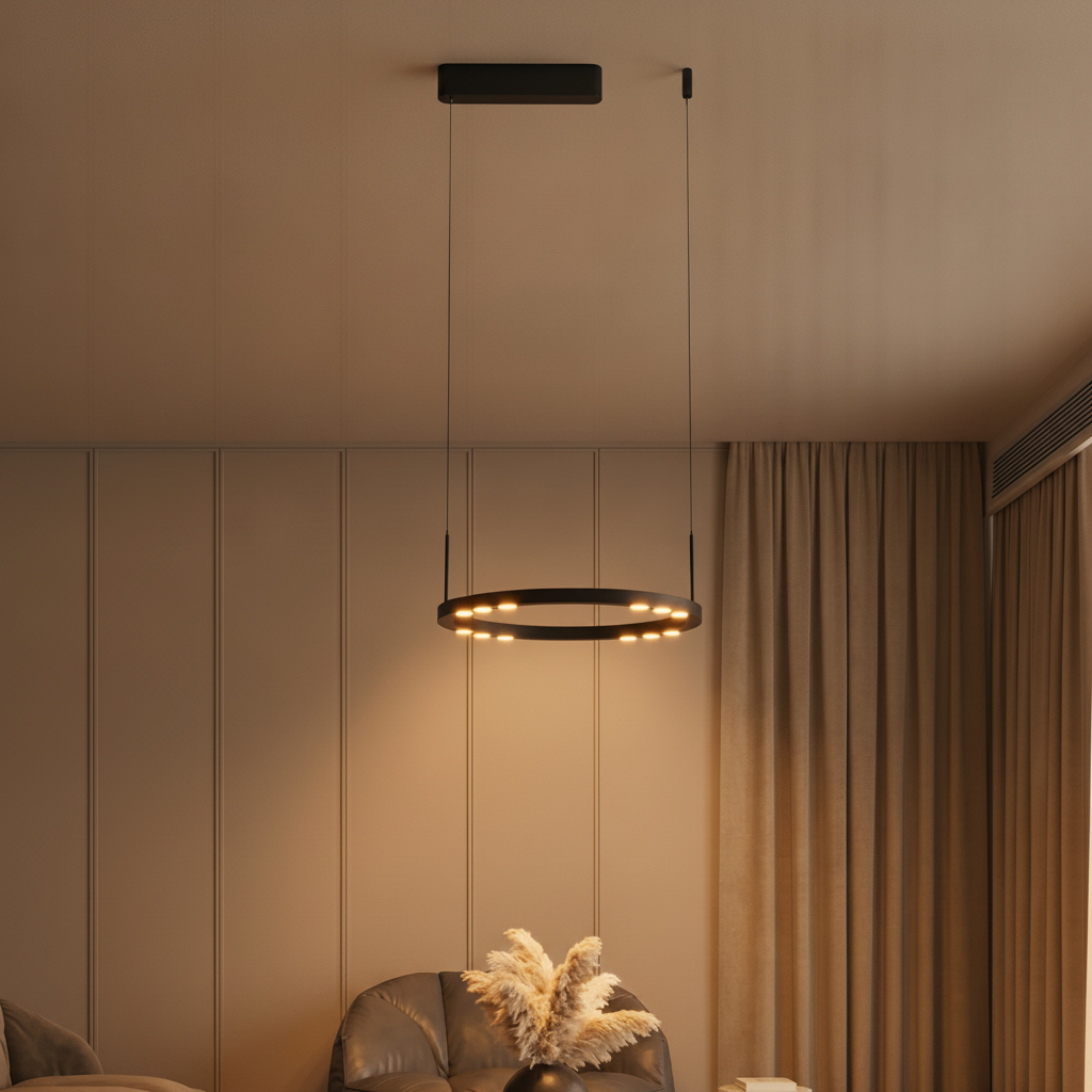 Lyora Strakke hanglamp Lunette zwart Ø 40cm - 109381