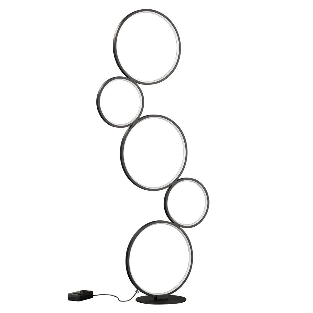 Trio Design vloerlampRondo 5-rings zwart - 422610532