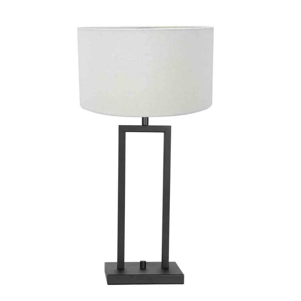 Steinhauer Zwarte schemerlampStanger met witte kap - 8211ZW