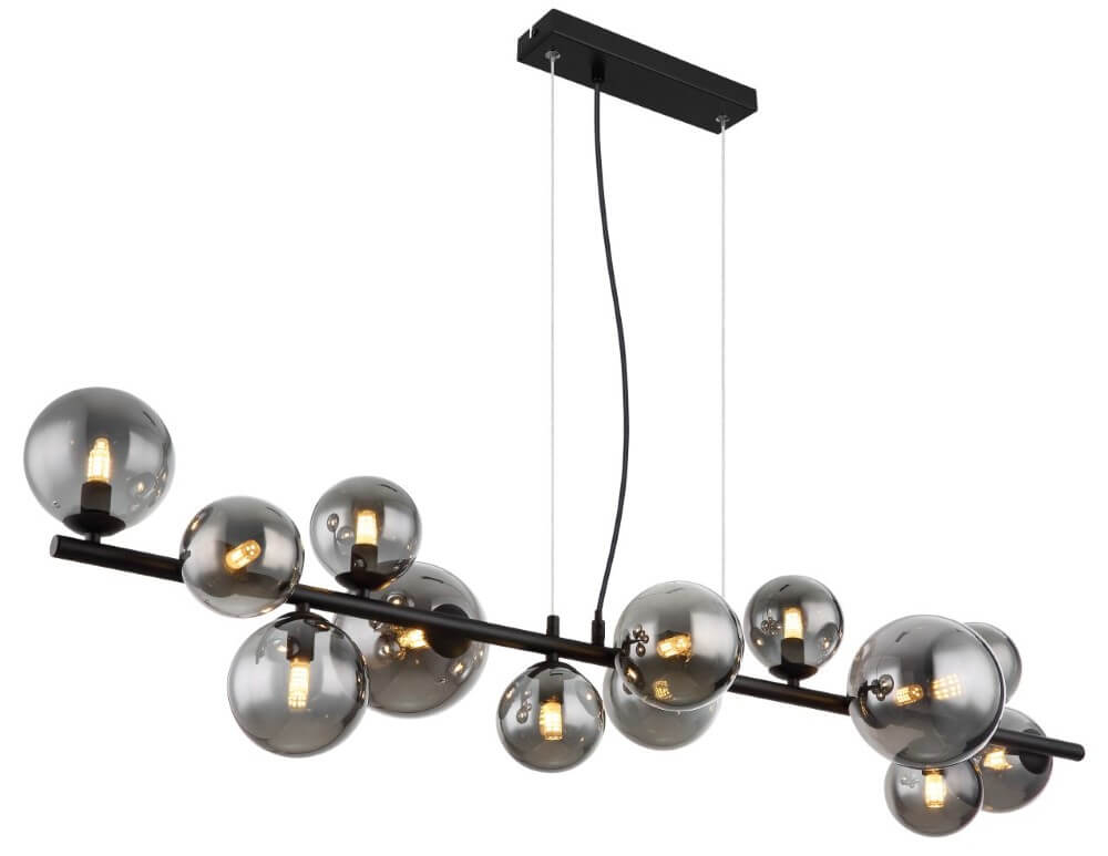Globo Design hanglamp Riha zwart met smoke glas - 56133-13H
