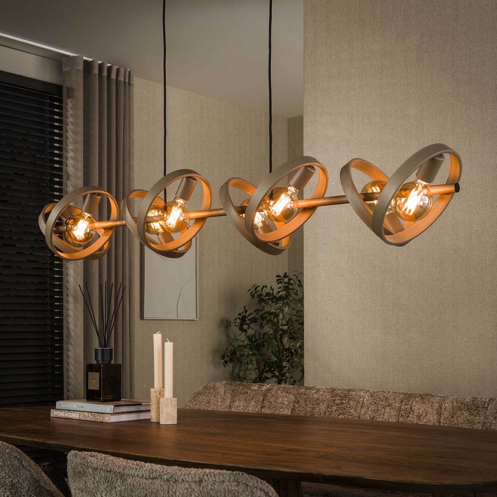 Lyora 8 ringen hanglamp eettafelHover zand - Ø 26cm - 8406/43