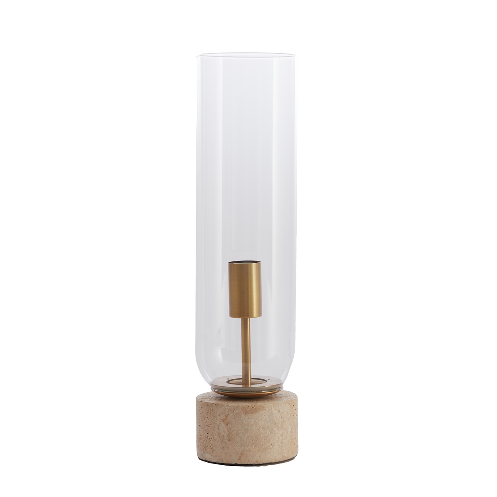Light & Living Glazen tafellamp Rylano 47cm - met travertin - 1887963