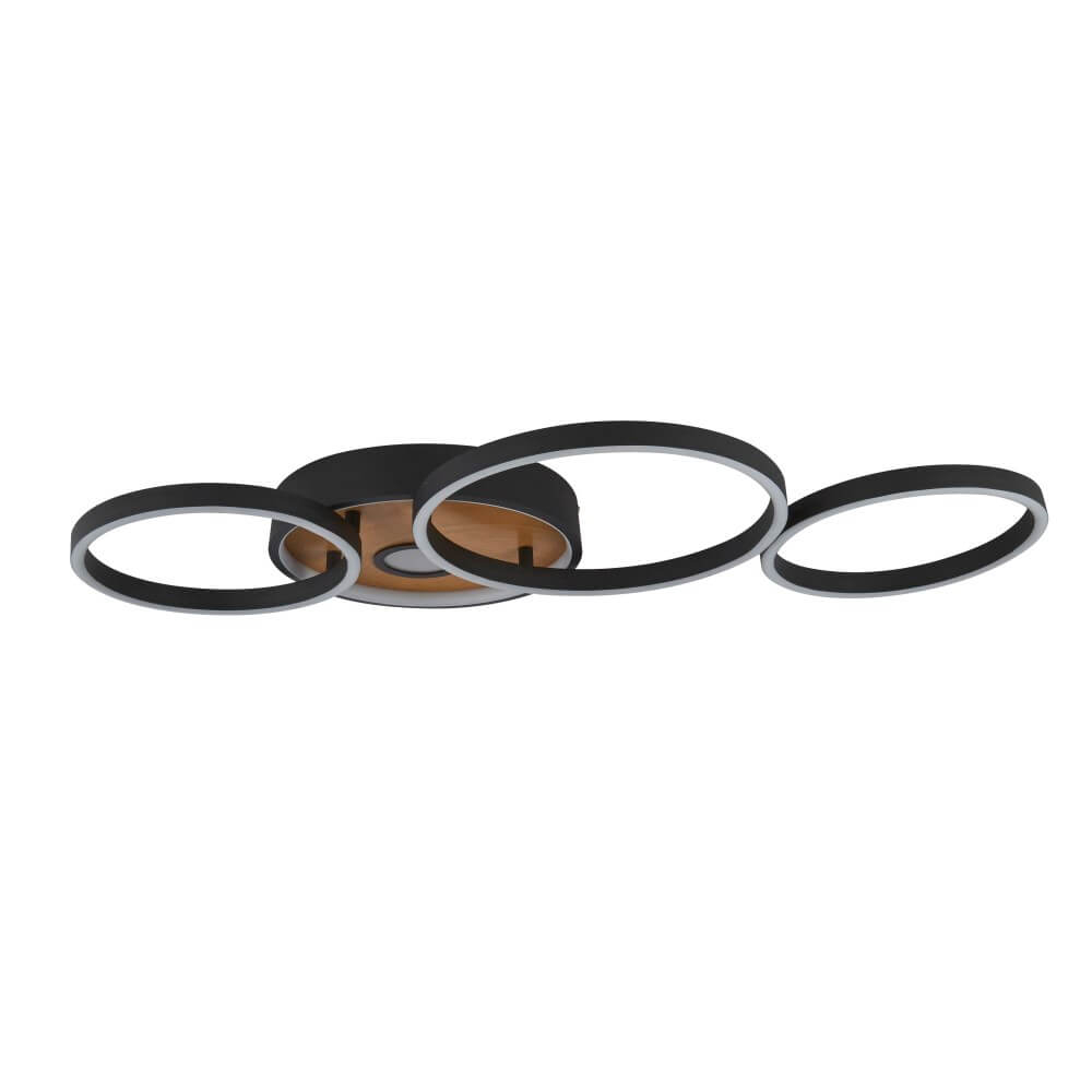 Searchlight Design plafondlampCrosby zwart met hout - 36305-1BK
