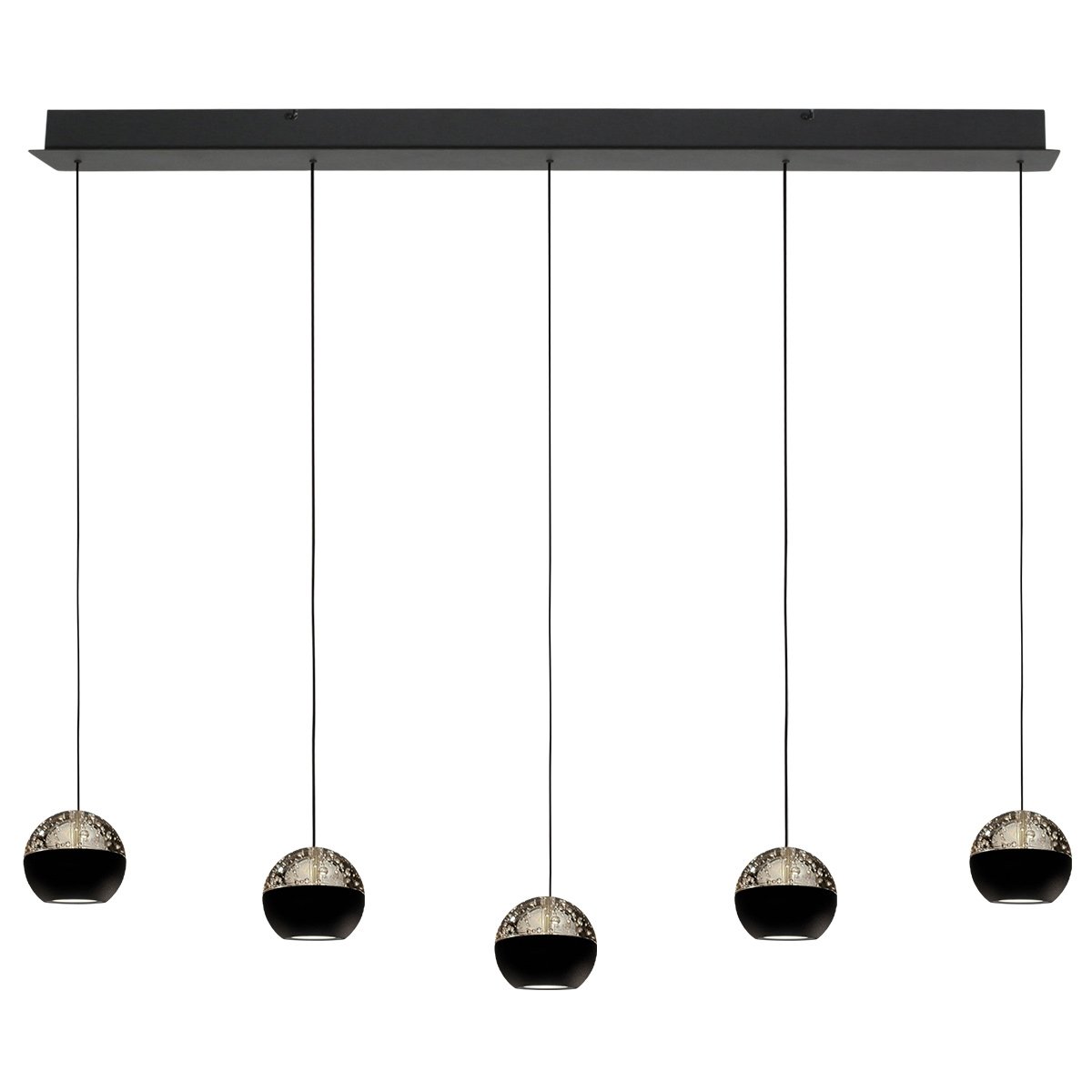 Steinhauer 5-licht eettafel hanglampBelluno led - zwart met glas - 4586ZW
