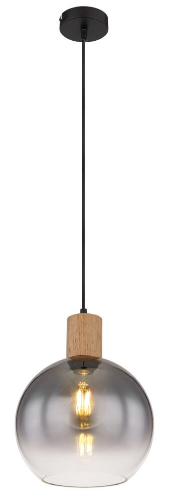 Globo Hanglamp Moitas zwart met hout - 15656H