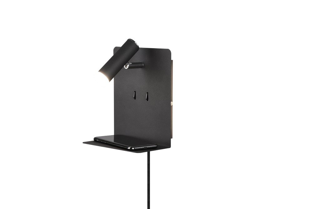 Trio Wand lampElement met schapje mat zwart - 222570232