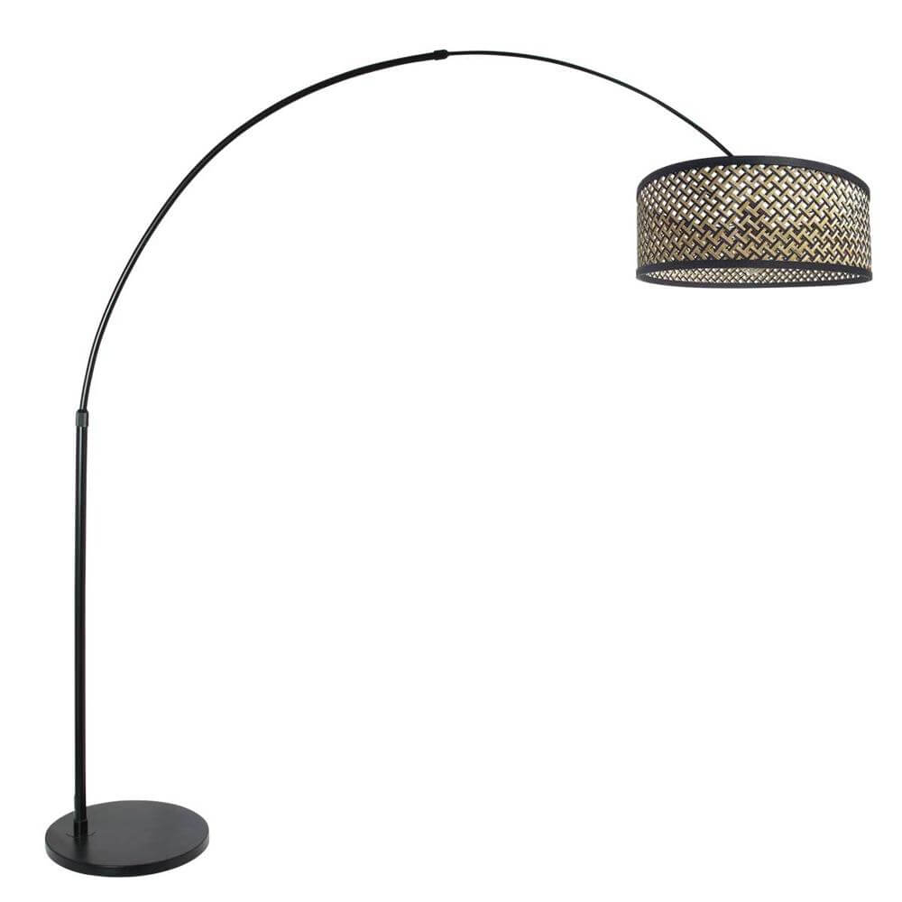 Steinhauer BooglampSparkled Light zwart met bamboe kap - 3788ZW