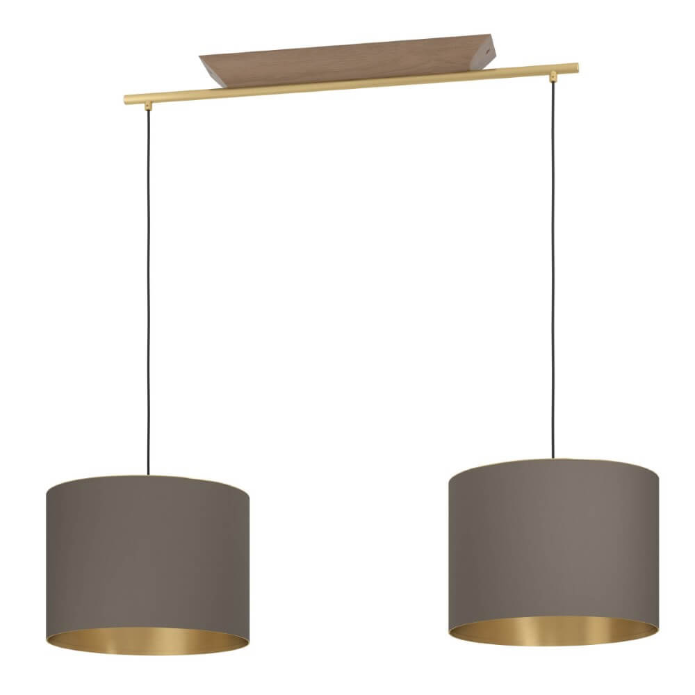 Stars of Light 2-lichts hanglamp Santandria goud met bruine kap - 390336