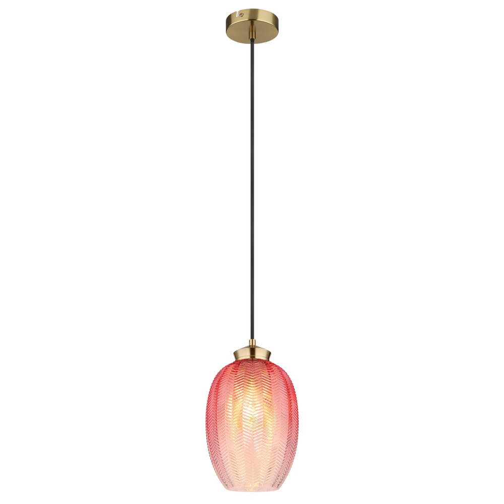 Globo Hanglamp Jessica met roze glas Ø 18cm - 15898H2