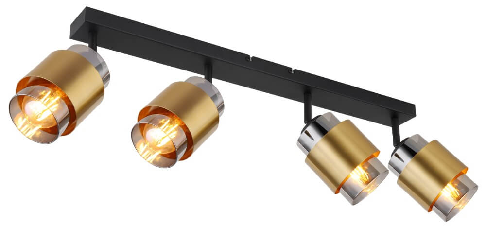 Globo Plafondlamp Milley zwart met goud 4-lichts - 15560-4