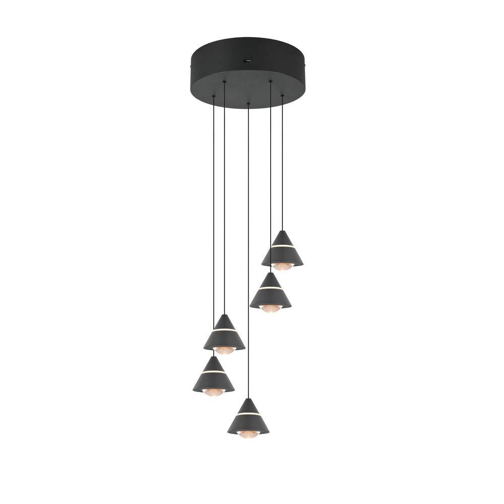 Trio Design hanglampRomeo 5-lichts zwart - 337030532