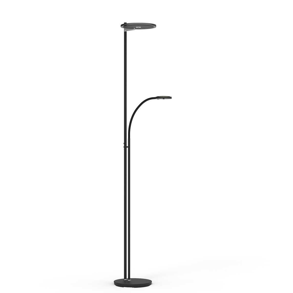 Steinhauer Led leeslamp 2-lichtsTuround 40w - 2200-4000K - 187cm zwart smoke glas - 2989ZW