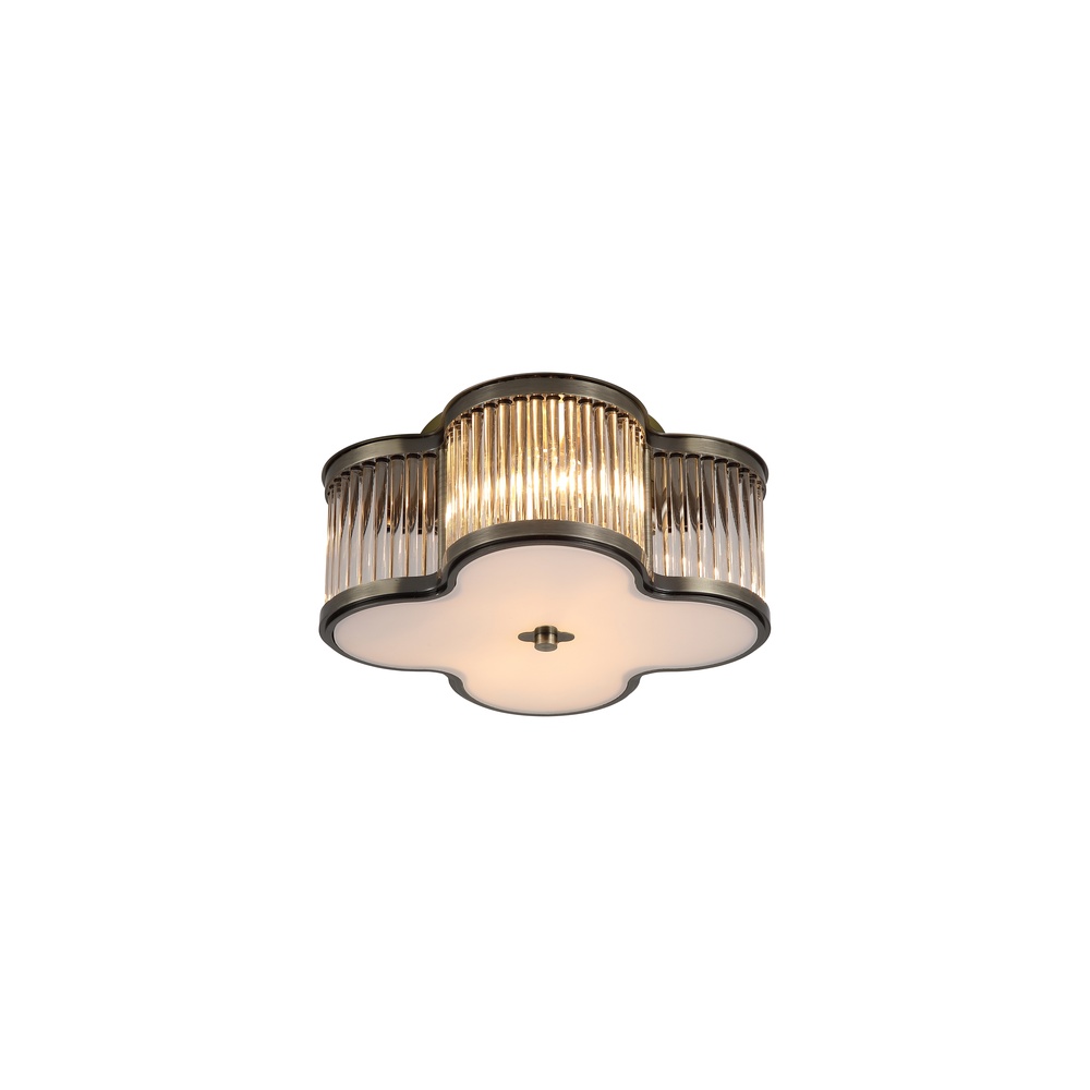 Searchlight Plafondlamp Lotus antiek messing Ø 32cm - 77210-2AB