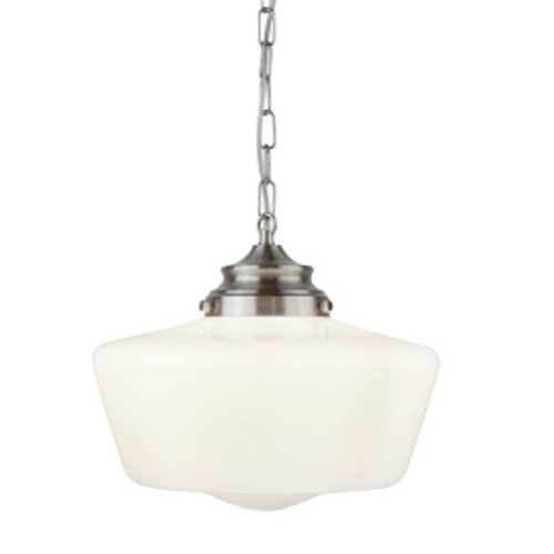 Searchlight Hanglamp School House Ø 30cm mat zilver met wit - 8071-1SS