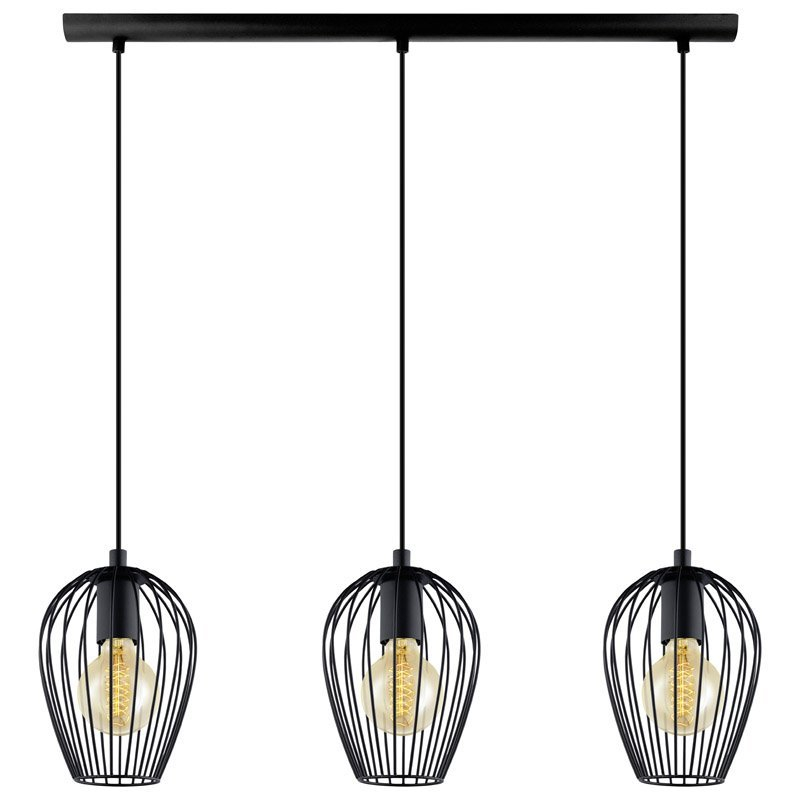 Eglo Vintage hanglamp Newtown Beam 3-lichts 70cm zwart - 49478