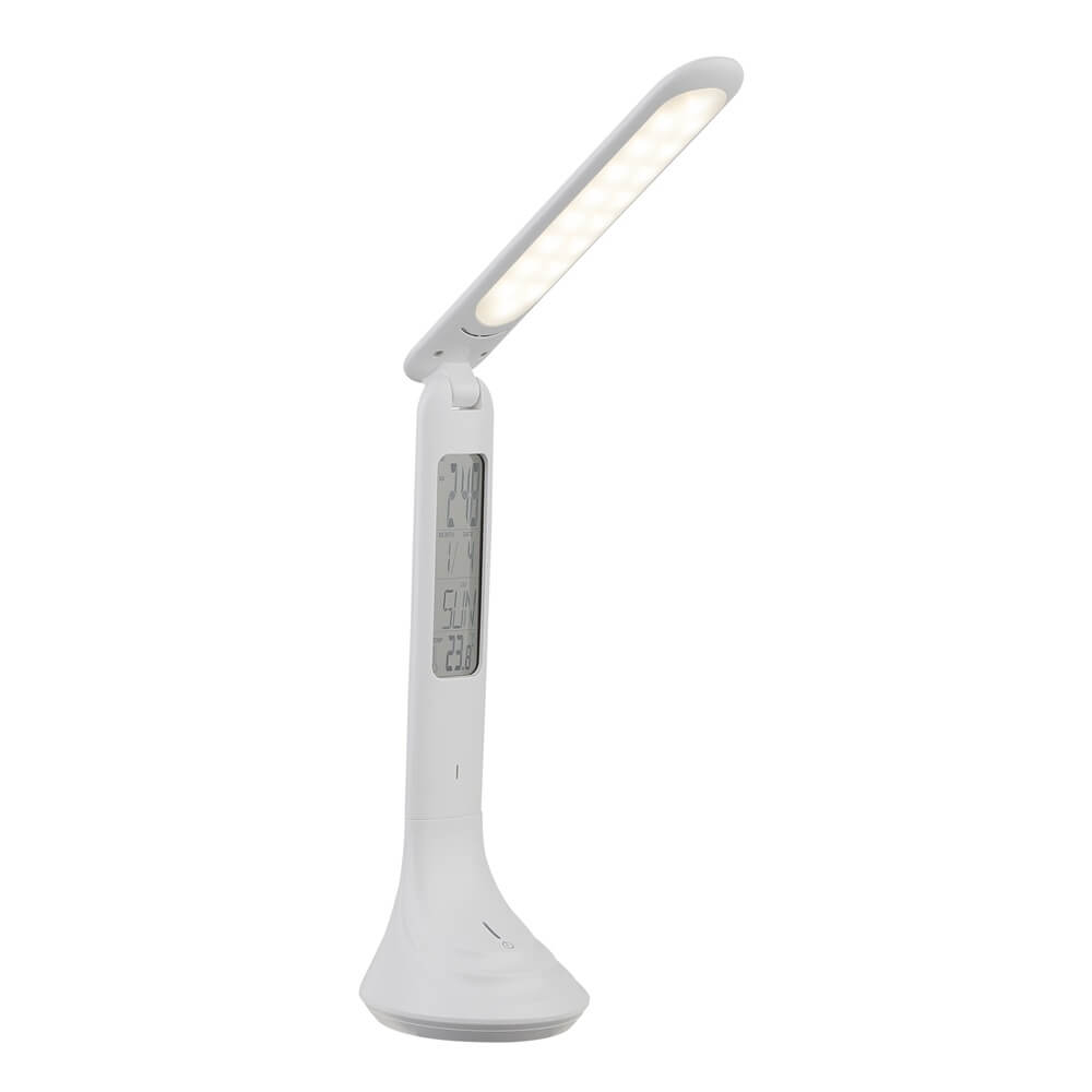 Globo Bureaulamp Tyrell wit met klok - 58329W