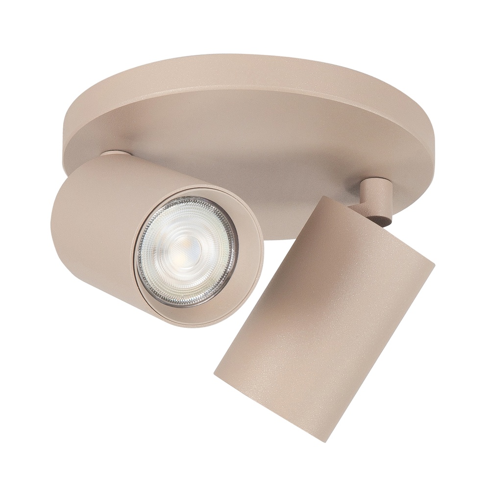 Highlight Opbouwspot Mila 2-lichts rond zand bruin - S7491.03
