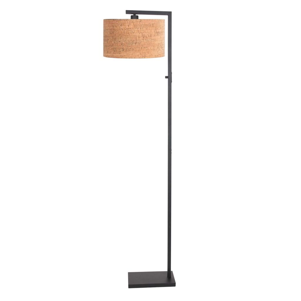 Steinhauer Zwarte vloerlampStang met kurk kap Ø30cm - 4358ZW