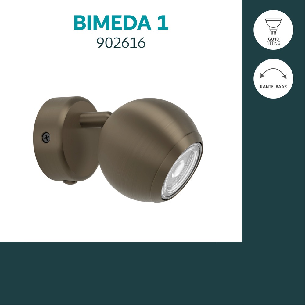 Design wandlamp Bimeda 1 donker brons Eglo 9008606391134