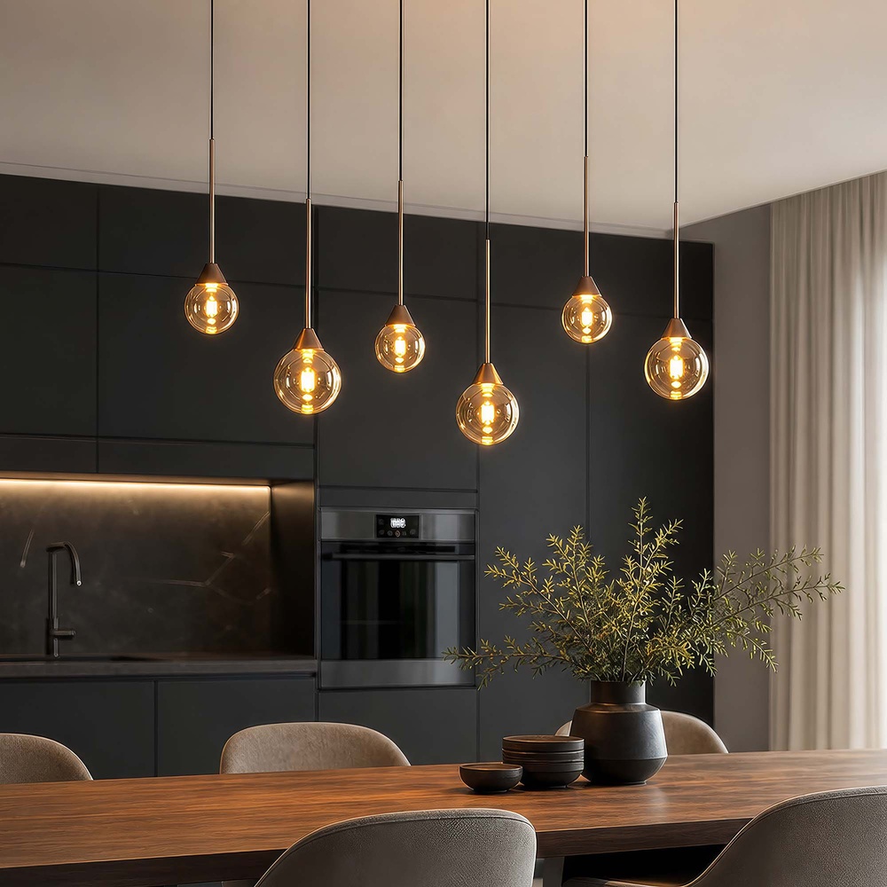 Design hanglamp Opux Lux 6-lichts brons recht Searchlight 5,05342E+12