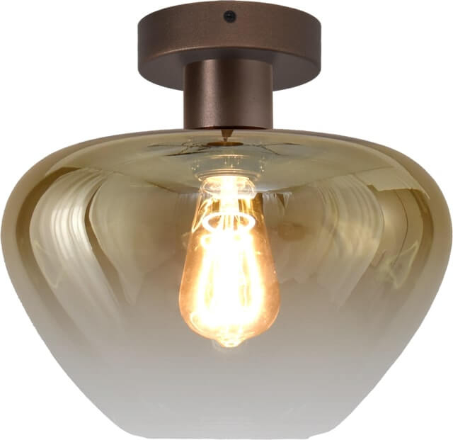 Masterlight Plafondlamp Genua bruin met goud glas Ø 29cm - 5970-15-15-29