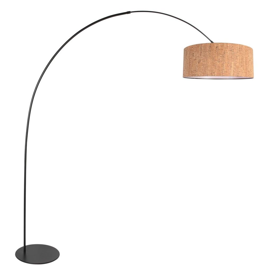Steinhauer Zwarte booglampCurve met kurk kap Ø50cm - 4340ZW