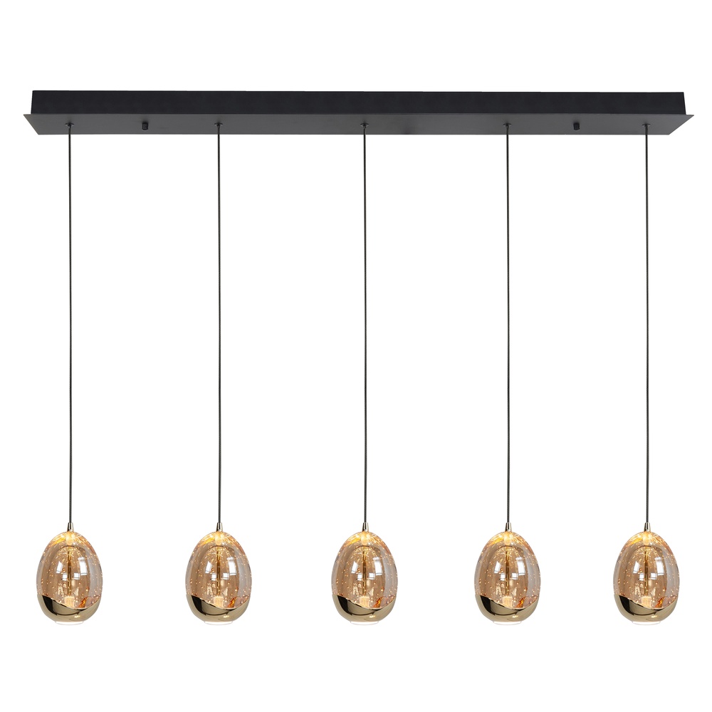 Highlight Hanglamp Golden Egg zwart 5-lichts recht - H5458.01