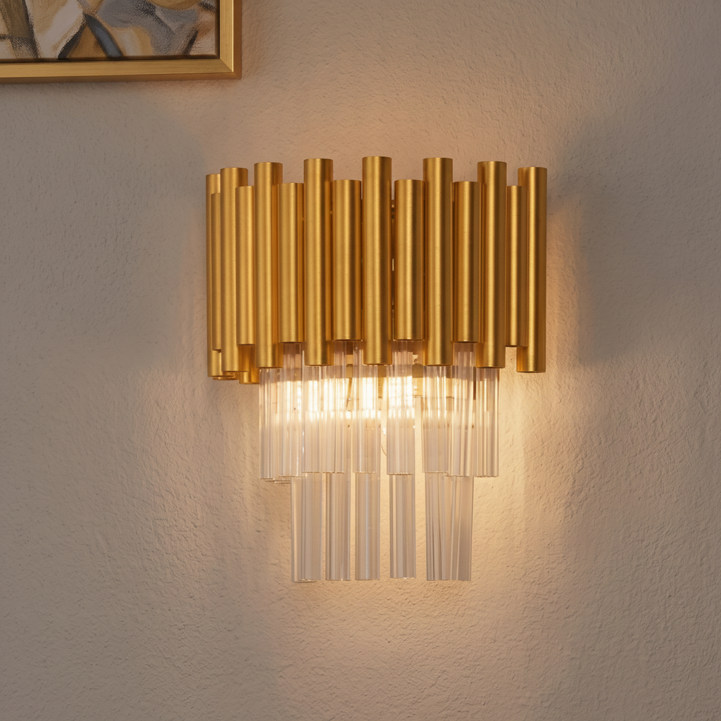 Lyora Wandlamp Magnolia goud met kristal - 110460