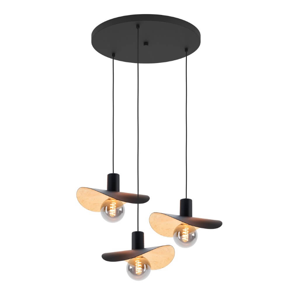 Stars of Light Zwarte hanglamp Saceda met goud 3-lichts - 390395