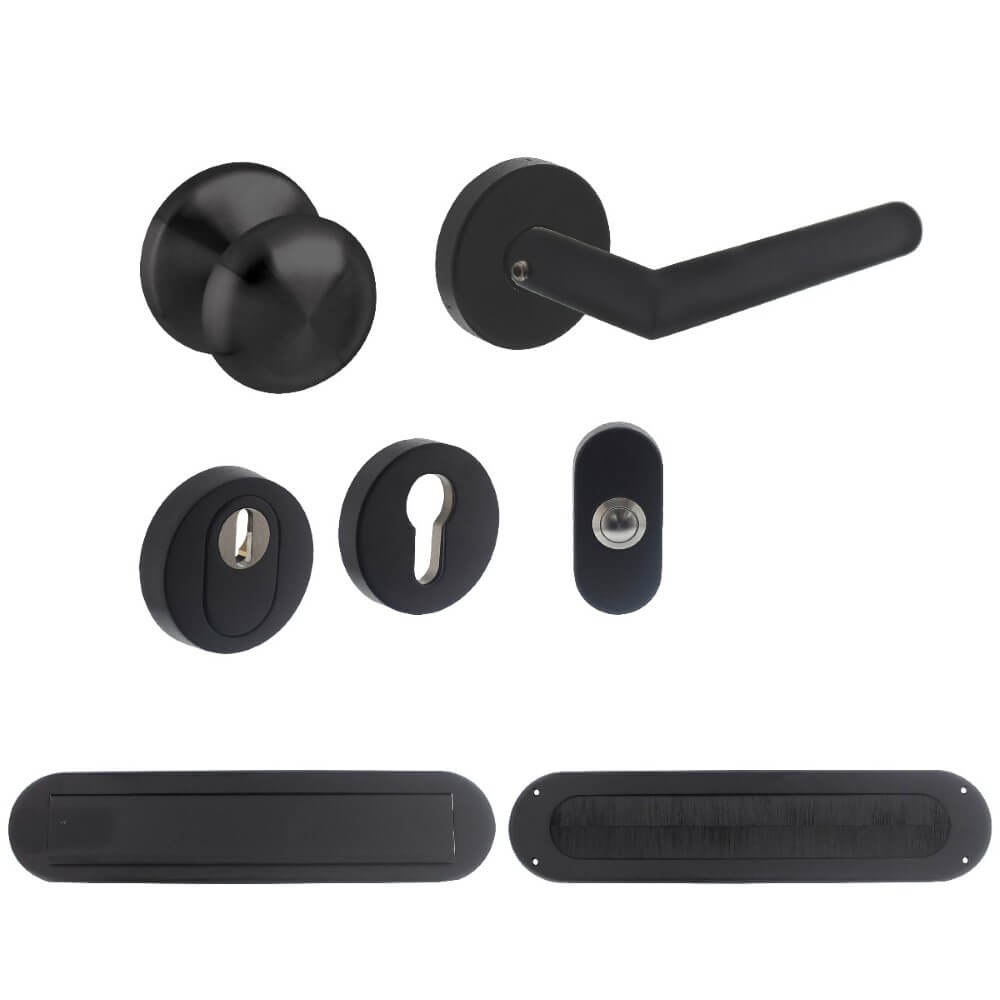 Intersteel Voordeurset rondVurano zwart kerntrekbeveiliging - 0023.405735