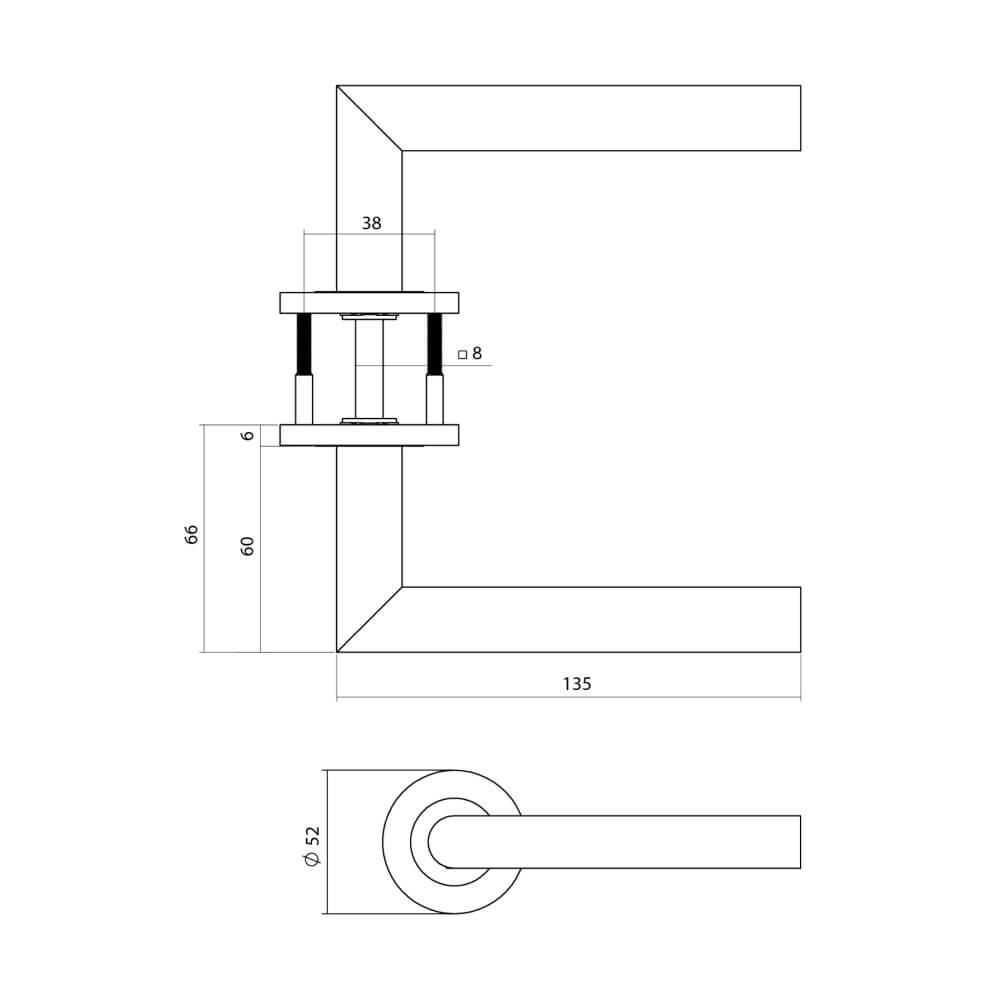 Intersteel DeurklinkQ 01 op rond rozet zwart - 1323.102102