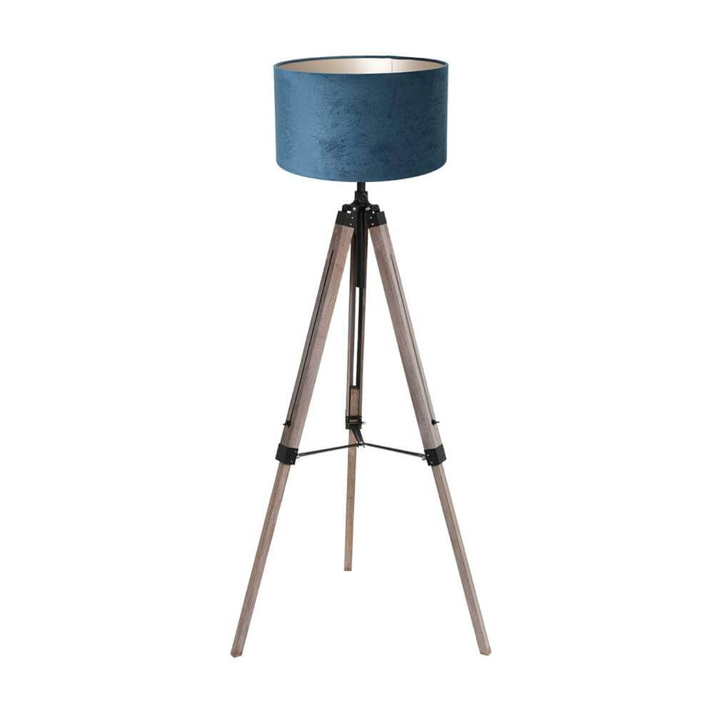 Steinhauer Tripod vloerlampTriek met blauwe kap - 4102ZW