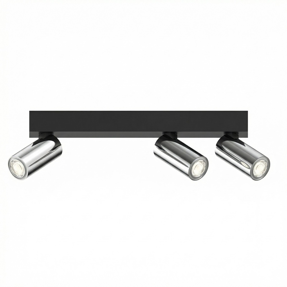Lyora 3-lichts opbouwspot Tevo Mini zwart met chroom - V105130SBC