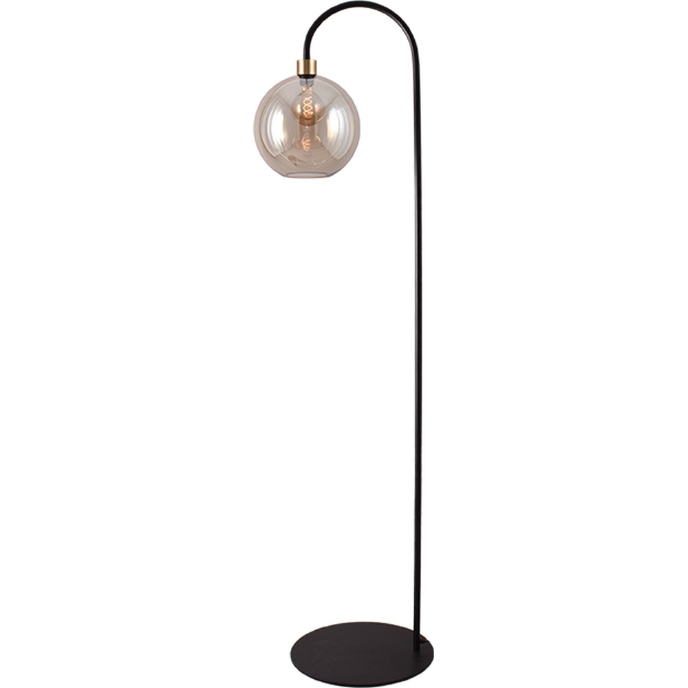 Masterlight Vloerlamp Lazise zwart met goud en amber glas - 1644-02-02-30