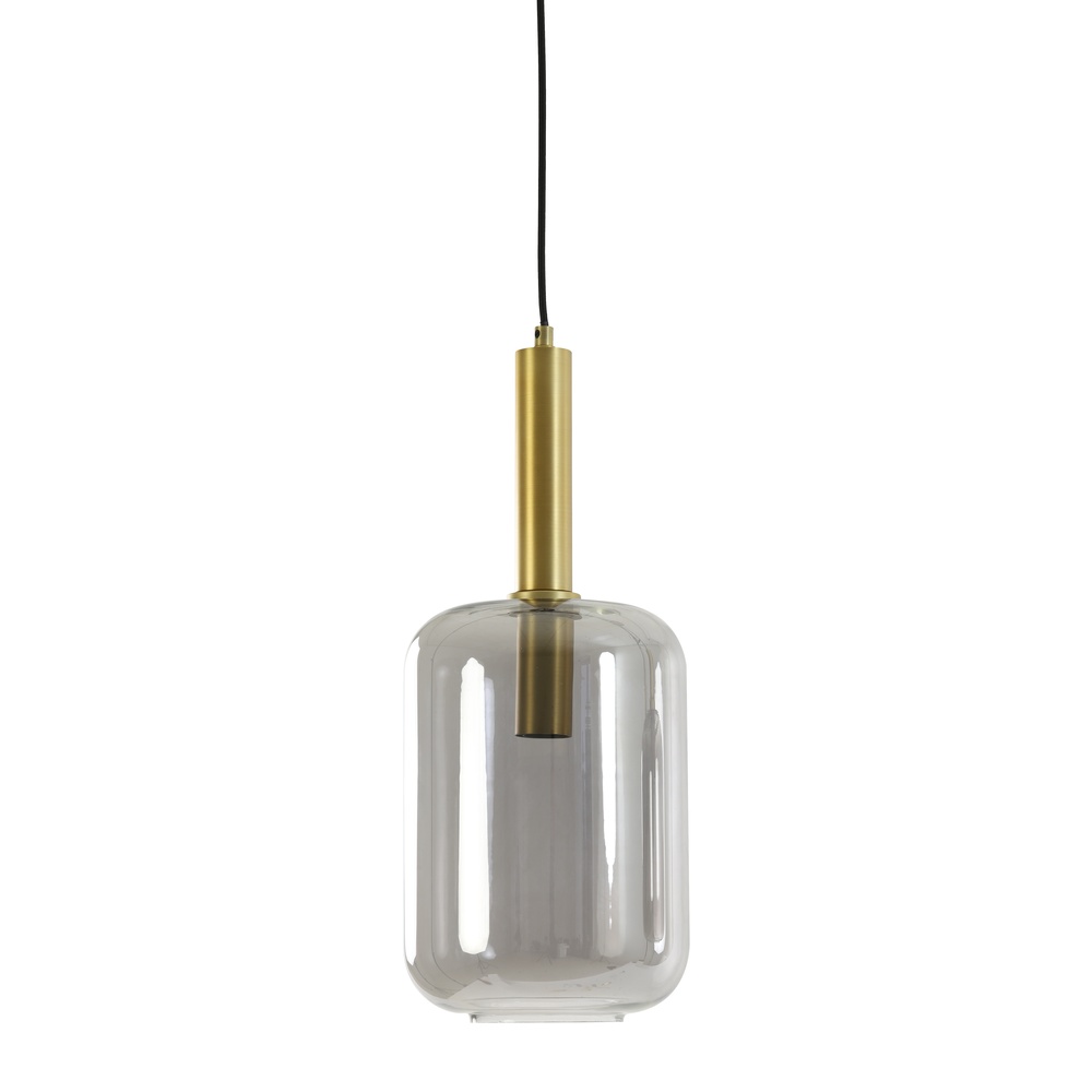 Light & Living Glazen hanglamp Lekar 1x E27 - messing en smoke glas - 2946084