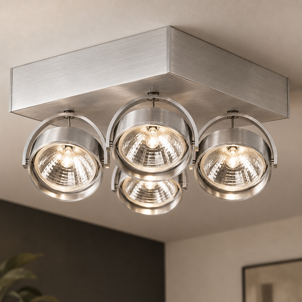 Artdelight 12 volt opbouwspot Dutchess 4-lichts, grijs - QR 0004 SQ ALU