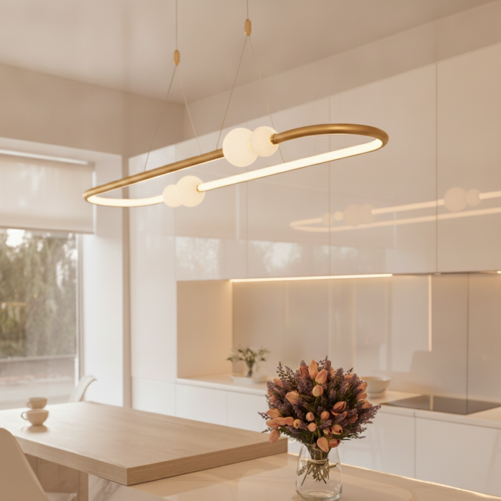 Lyora HanglampCelia goud met wit ovaal - 110151